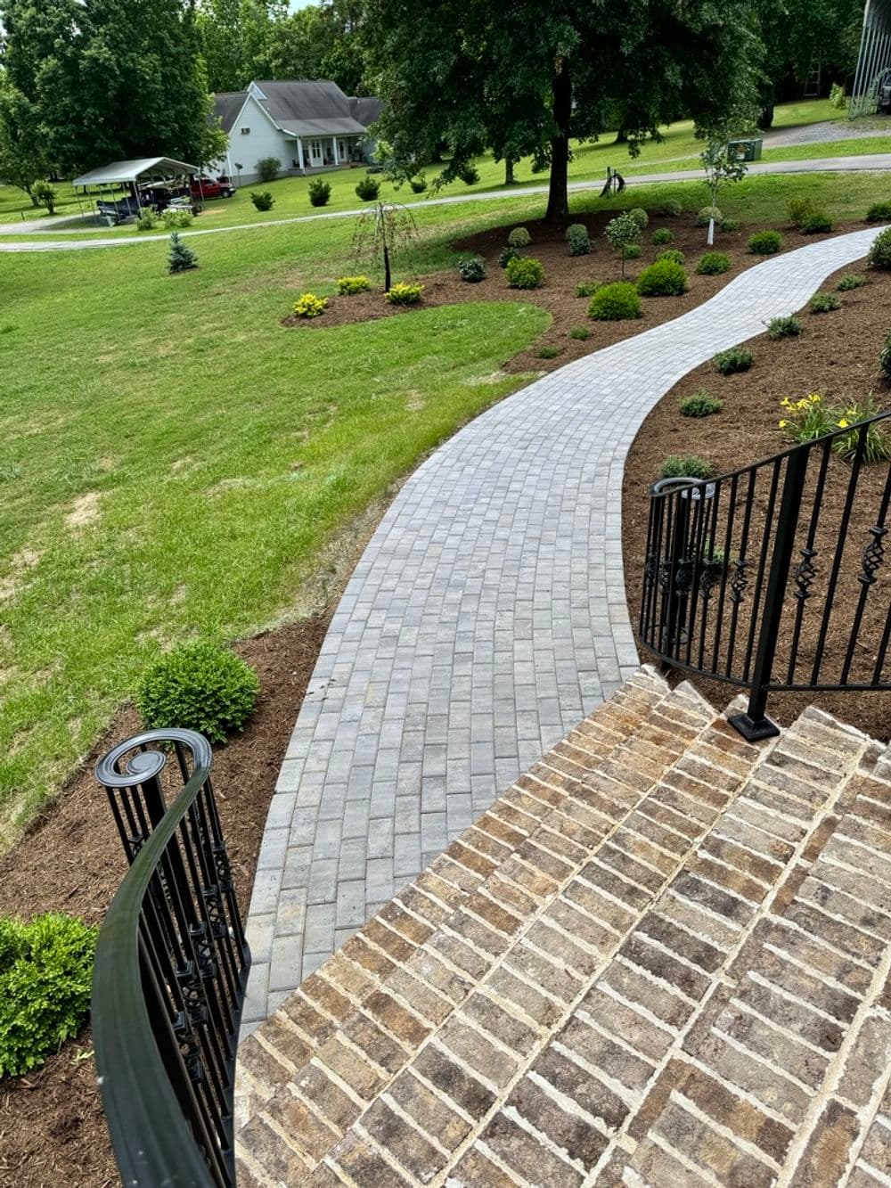 Brick Entrance Stairs, Paver Walkway and Full Landscaping Overhaul image